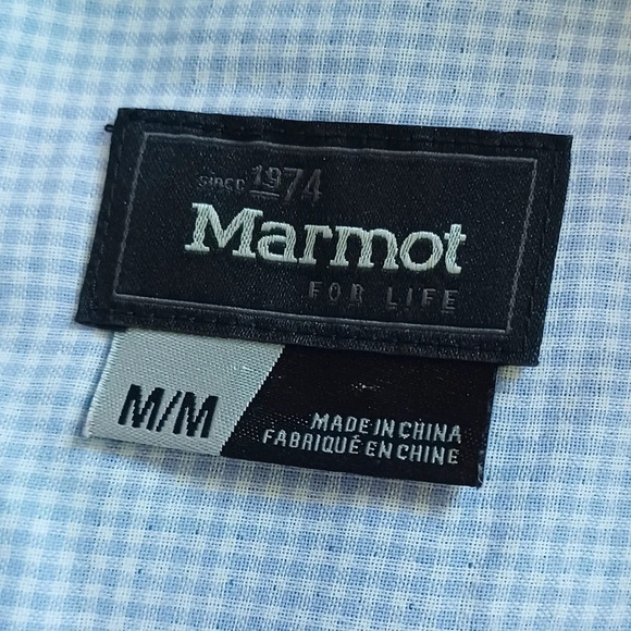 Marmot Womens Blue Teal Plaid Button Down Preppy Outdoor Activewear Hiking Fish - Picture 4 of 5